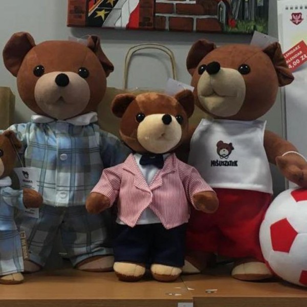 Miś uszatek duży, pluszowy miś w  piżamce granatowej, 43 cm